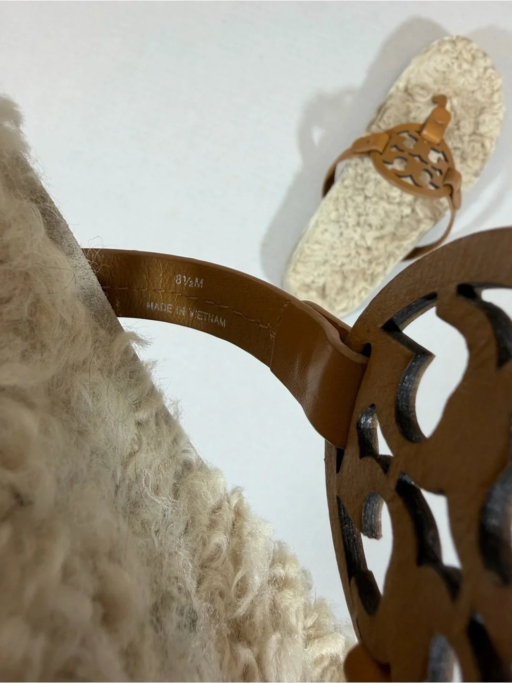 NWOT Tory Burch Miller Cloud Shearling-Nappa Leather Sandals | Size 8.5